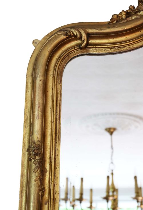 fig 1. Antique very large fine quality 19th Century gilt overmantle wall mirror