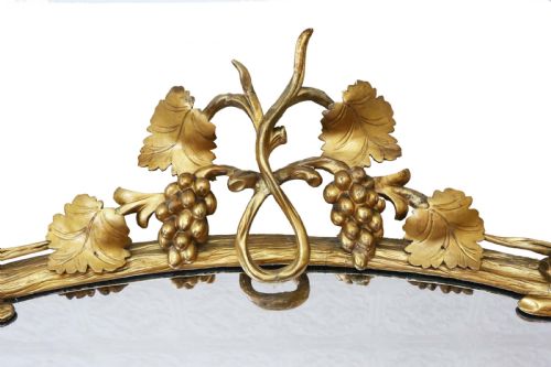 fig 1. Antique very large fine quality 19th Century vine gilt overmantle wall mirror