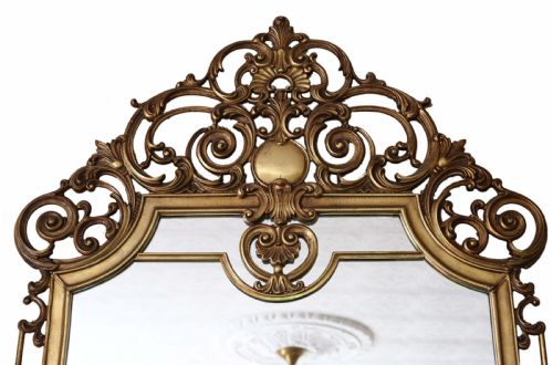 fig 1. Antique large quality early 20th Century brass ormolu overmantle wall mirror