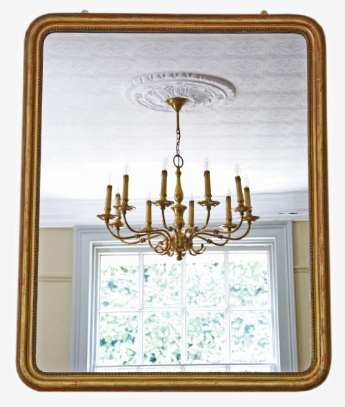 Antique Large Quality 19th Century Gilt Overmantle or Wall Mirror