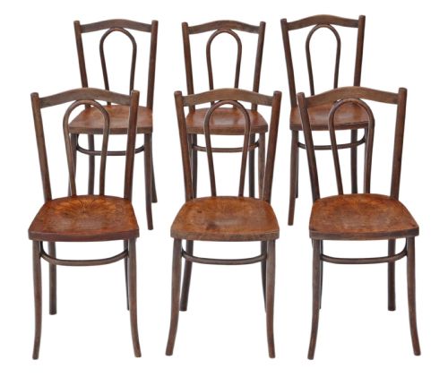 Set of 6 Early Bentwood Kitchen Dining Chairs