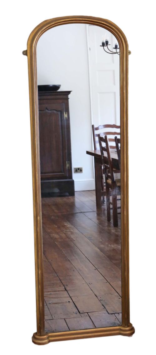 Victorian Gilt Full Height Arched Wall Mirror