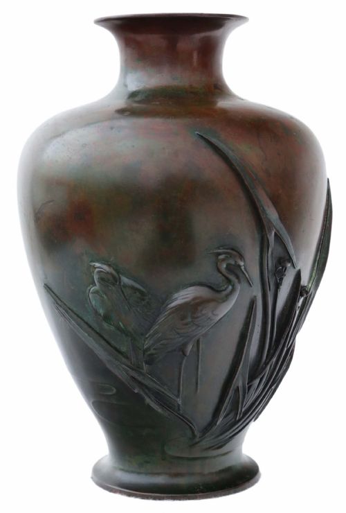 Antique Large Fine Quality Japanese 19th Century Bronze Vase C1880