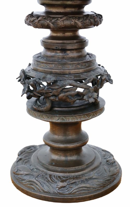 fig 1. Antique quality Japanese tall decorative bronze vase display stand meiji period