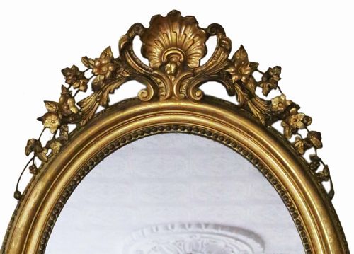 fig 2. Antique large fine quality oval gilt overmantle wall mirror 19th Century