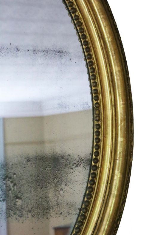 fig 3. Antique large fine quality oval gilt overmantle wall mirror 19th Century