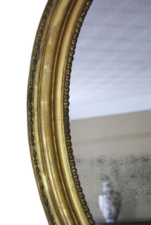 fig 4. Antique large fine quality oval gilt overmantle wall mirror 19th Century