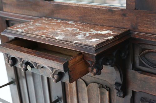 fig 4. Antique quality large Gothic oak hall coat stand C1910
