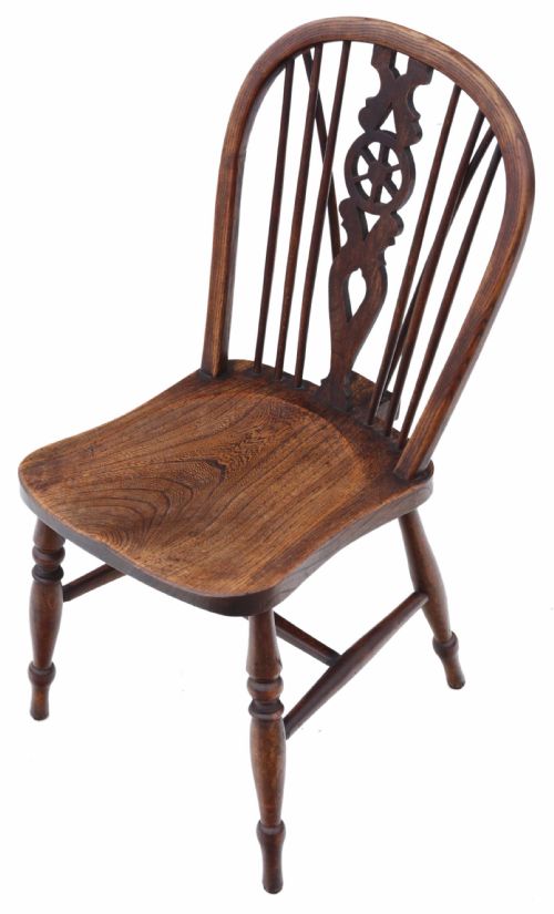 fig 4. Antique harlequin set of 10 ash elm & beech kitchen dining chairs 19th Century