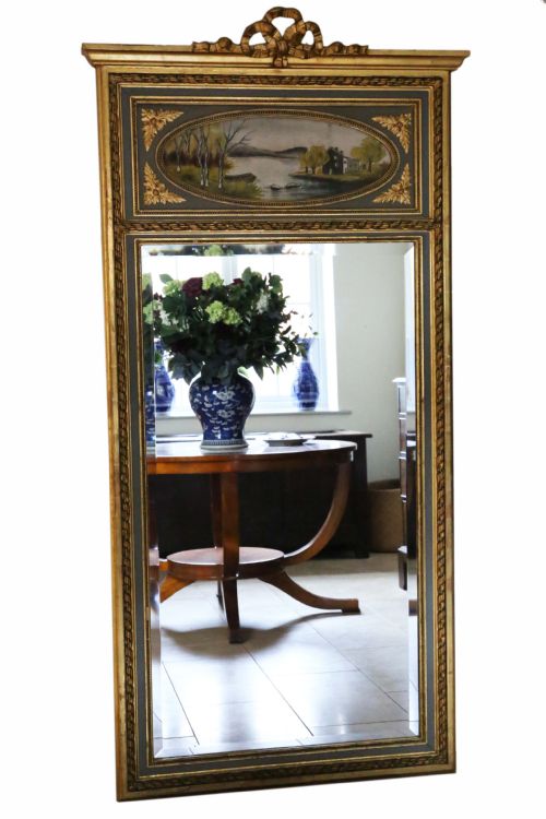 Antique Large Quality Gilt Full Height Wall Mirror Trumeau 19th Century