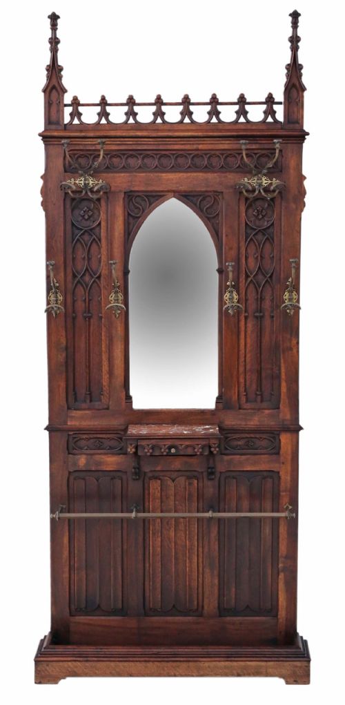 Antique Quality Large Gothic Oak Hall Coat Stand C1910