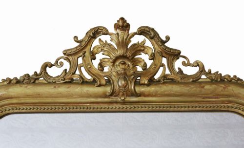 fig 1. Antique very large quality 19th Century gilt overmantle wall mirror