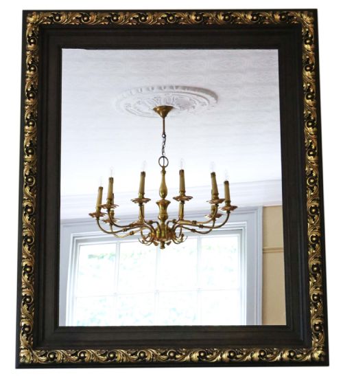 Antique Large Victorian Gilt and Oak Overmantle or Wall Mirror 19th Century