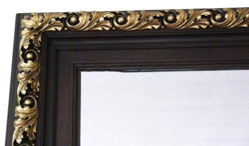 fig 1. Antique large Victorian gilt and oak overmantle or wall mirror 19th Century