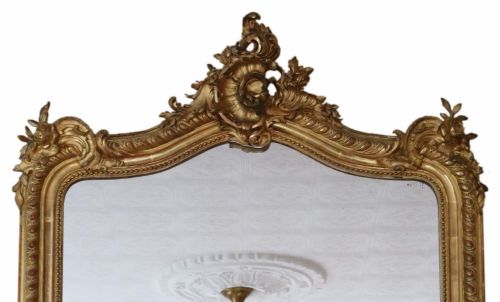fig 1. Antique large fine quality Victorian gilt overmantle wall mirror 19th Century