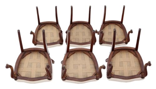 fig 2. Antique set of 6 Victorian C1870 walnut balloon back dining chairs