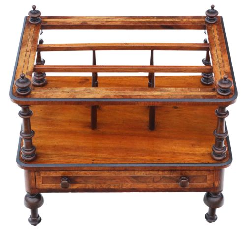 Antique Quality Victorian C1870 Inlaid Burr Walnut Canterbury
