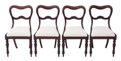 Antique Quality Set of 4 William IV Mahogany Balloon Back Dining Chairs C1835