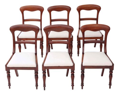 Antique Fine Quality Set of 6 Victorian Mahogany Dining Chairs C1850