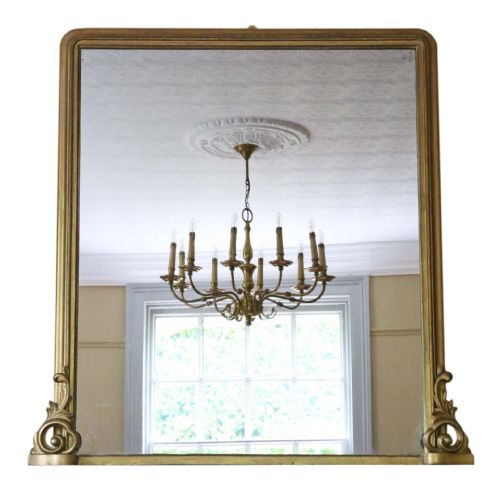 Antique Large Quality Victorian Gilt Overmantle Wall Mirror C1850