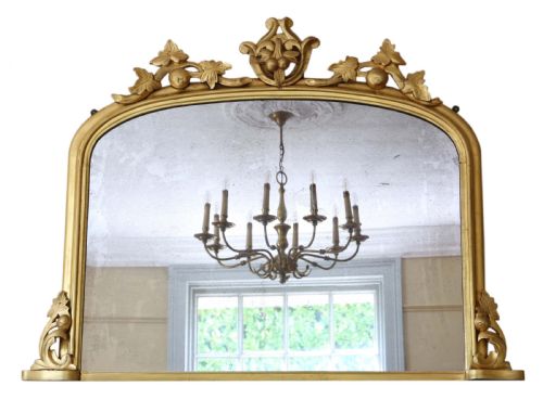 Antique Large Victorian Gilt Overmantle or Wall Mirror 19th Century