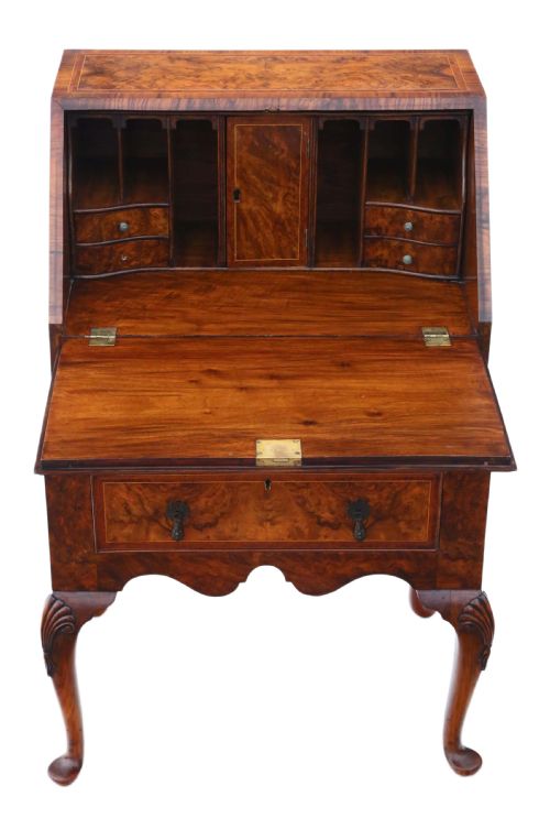 fig 1. Georgian revival inlaid burr walnut bureau