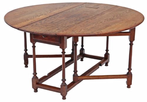 19th Century Oak Gate Leg Drop Leaf Dining Table
