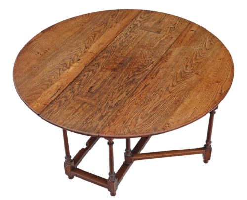 fig 1. 19th Century oak gate leg drop leaf dining table
