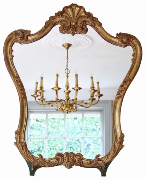 Antique Large Rare Quality Gilt Overmantle or Wall Mirror C1900
