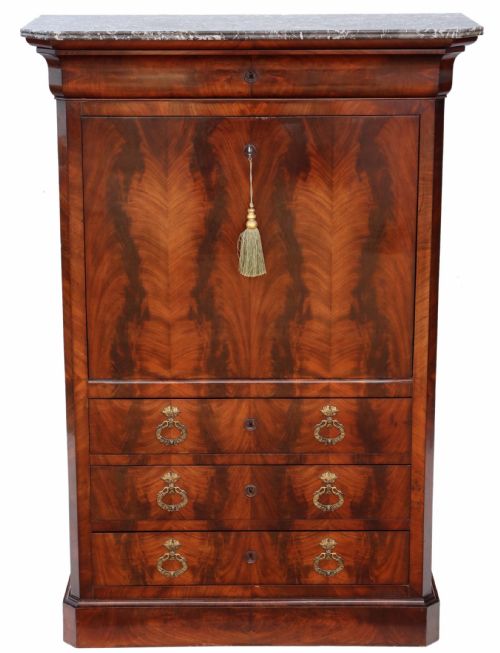 Antique 19th Century Flame Mahogany Abattant Bureau C1840