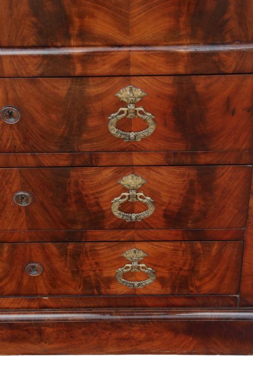 fig 2. Antique 19th Century flame mahogany abattant bureau C1840