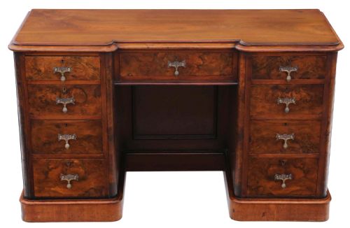 Victorian Burr Walnut Twin Pedestal Desk