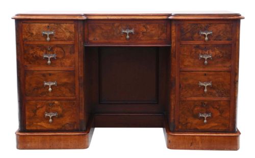 fig 1. Victorian burr walnut twin pedestal desk