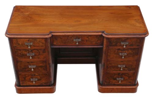 fig 2. Victorian burr walnut twin pedestal desk