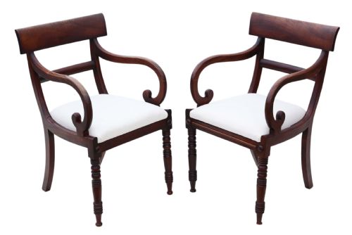 Pair of Regency Mahogany Elbow Chairs