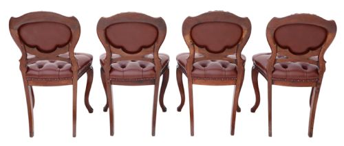 fig 1. Set of 4 Victorian mahogany leather dining chairs
