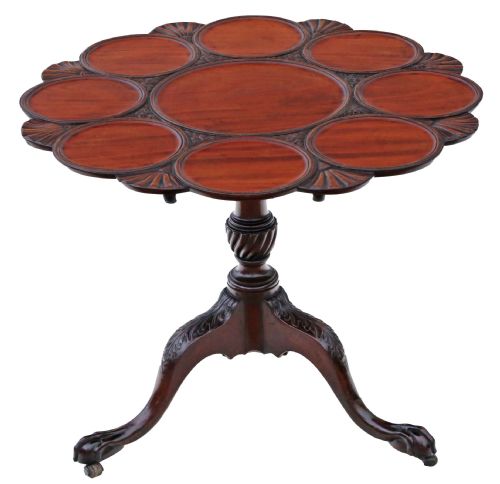 19th Century Mahogany Tilt Top Oyster Serving Table