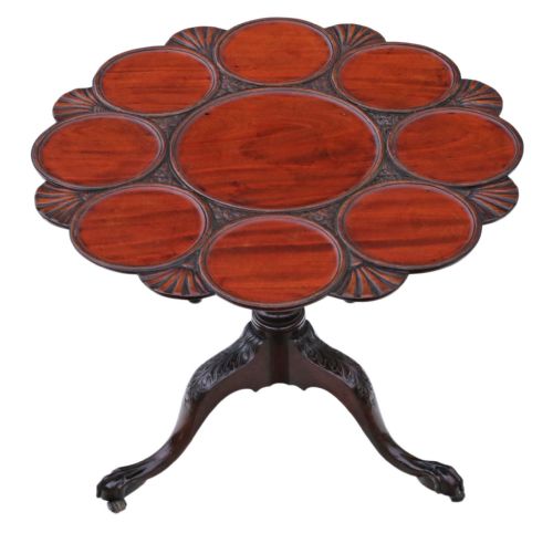 fig 1. 19th Century mahogany tilt top oyster serving table