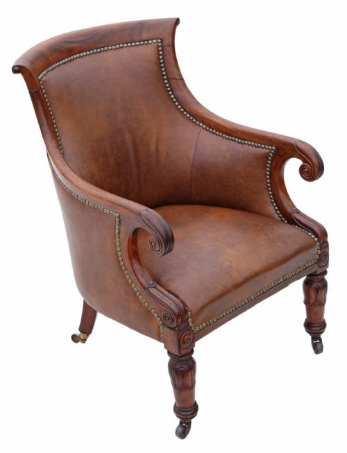 fig 1. Regency mahogany leather library armchair