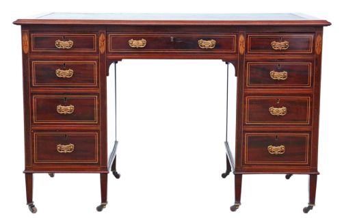 fig 1. Victorian inlaid mahogany twin pedestal desk JAS Schoolbred