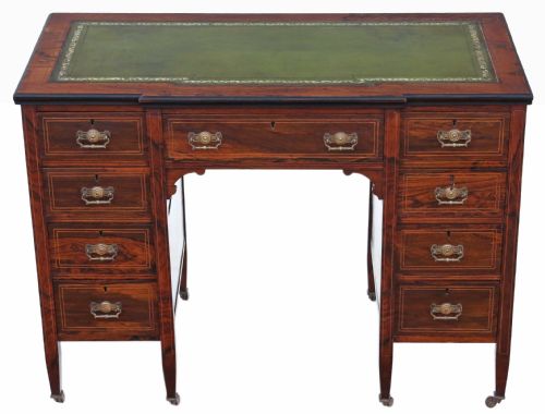 Victorian Inlaid Rosewood Twin Pedestal Desk