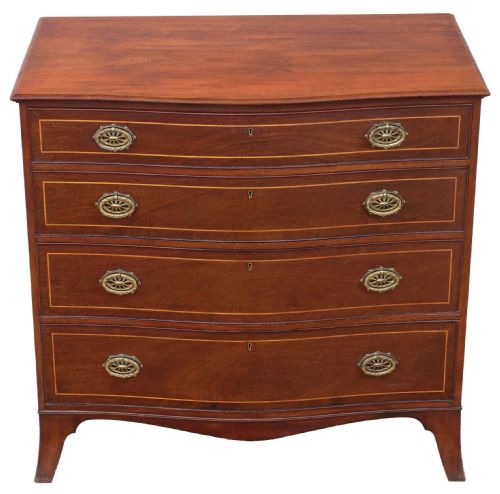 19th Century Serpentine Inlaid Mahogany Chest of Drawers