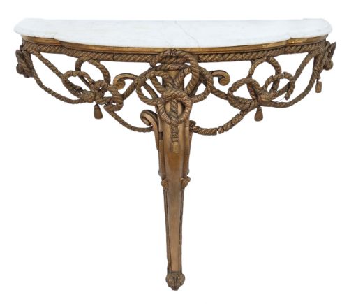 19th Century Gilt Marble Demi-lune Console Table