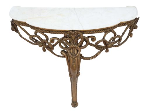 fig 1. 19th Century gilt marble demi-lune console table