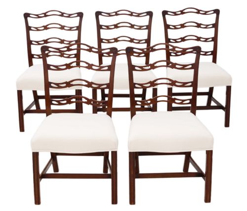 Set of 5 Georgian Revival C1900 Mahogany Dining Chairs