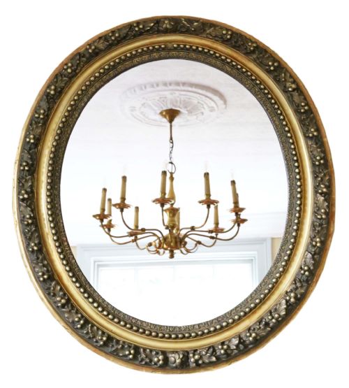 Oval Gilt Overmantle Wall Mirror 19th Century