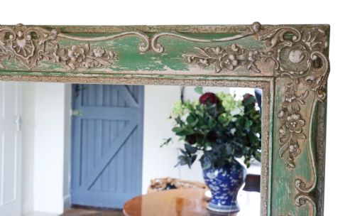 fig 1. Floral large full height wall floor mirror 19th Century