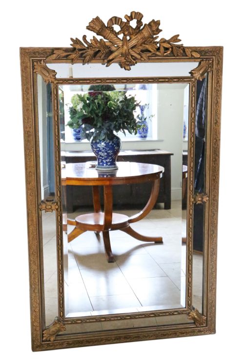 Very Large Gilt Wall Floor Cushion Mirror 19th Century