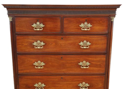 fig 2. Antique fine quality Georgian mahogany tallboy chest on chest of drawers