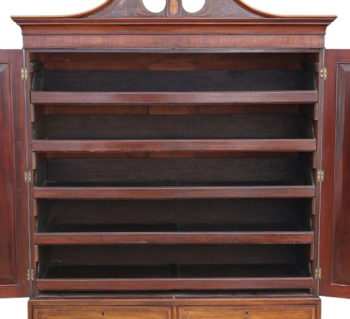fig 1. Antique fine quality 19th Century marquetry linen press by Edwards and Roberts
